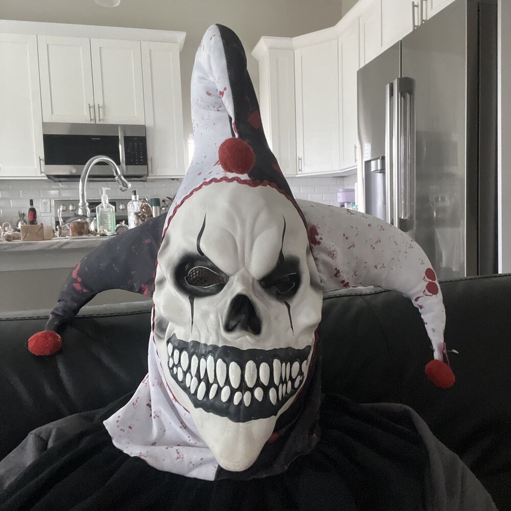 Adult Skull Evil Scary Jester Clown Latex Mask Costume